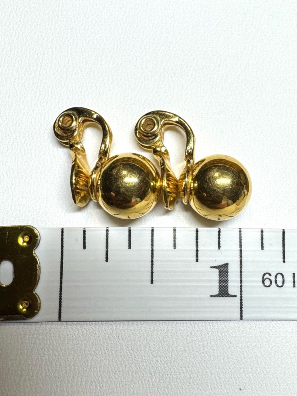 Monet Gold Tone Ball Drop Clip-On Earrings Vintage Signed - Picture 6 of 6